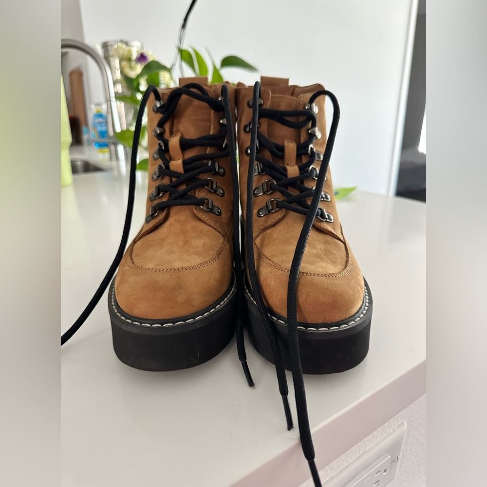 & Other Stories Tan Suede Chunky Sole Boots